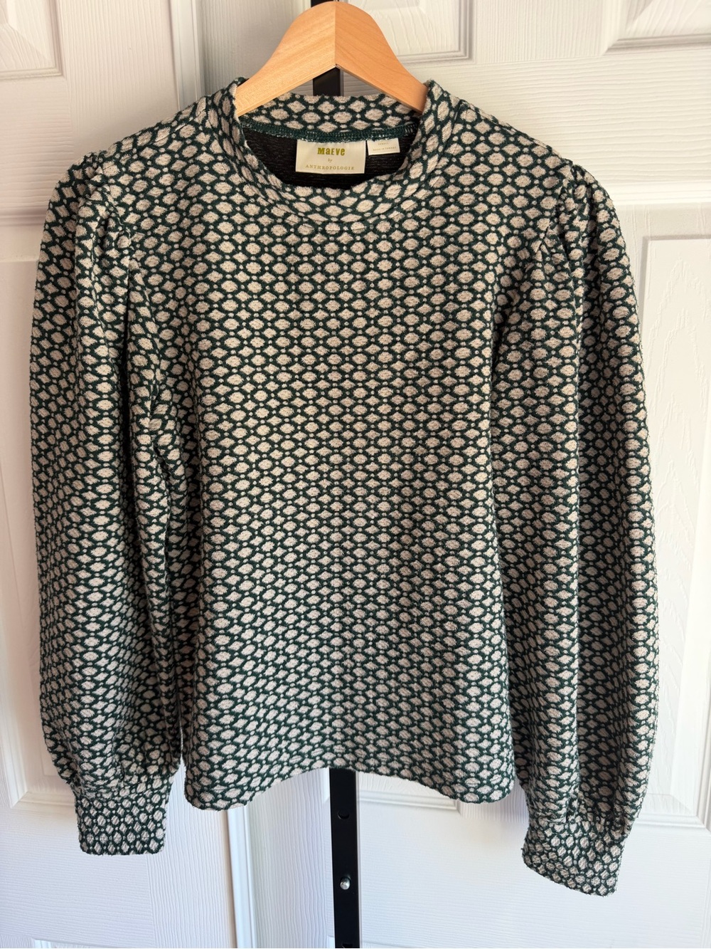 Anthropologie Maeve Green Geometric
Patterned Balloon Sleeve Sweater Size: XS - Picture 4 of 10